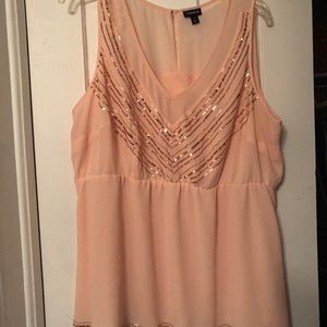 Peach Beaded Sleeveless Dress Shirt by Torrid 1x